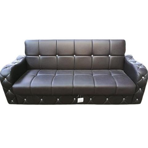 Brown PVC Studded 3 Seater Sofa