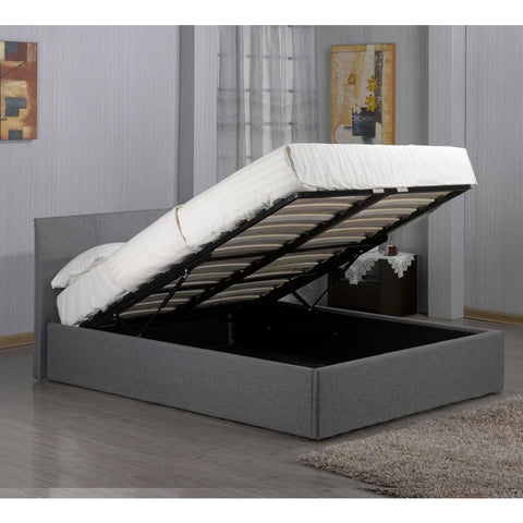 Grey Fusion Fabric Double Ottoman Storage Bed