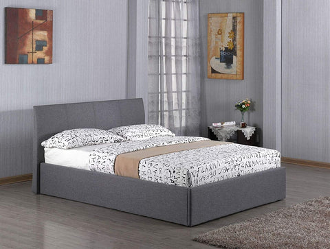 Grey Fusion Fabric Double Ottoman Storage Bed