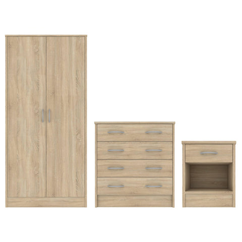 Bardalona 3 Piece Bedroom Furniture Set Oak