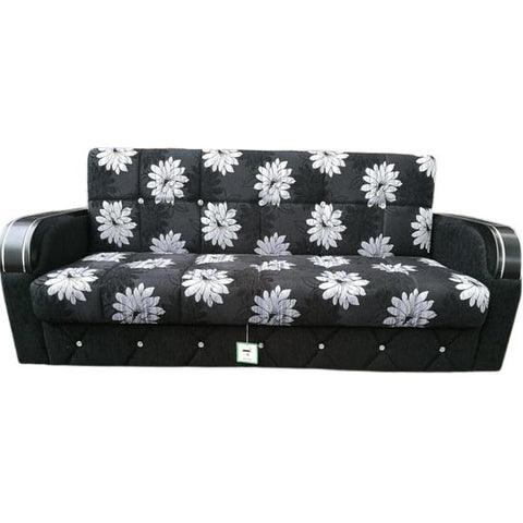 Black Flower Pattern 3 Seater Sofa