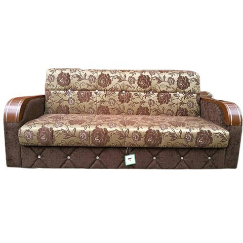 Brown & Gold Pattern 3 Seater Sofa
