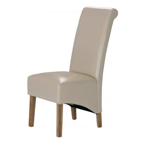Kelsey PU Solid Oak Chair Cream