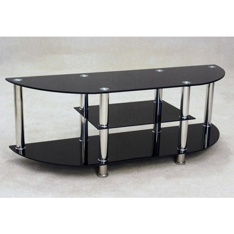 Metro Black Glass TV Stand With Chrome Legs