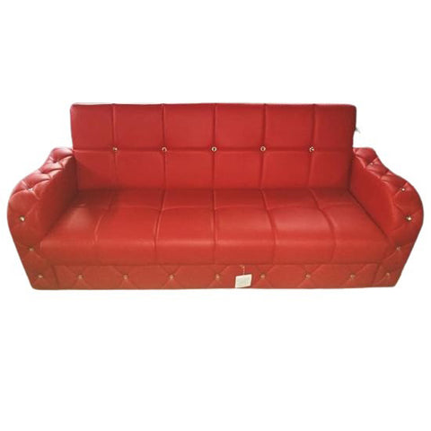 Red PVC Studded 3 Seater Sofa