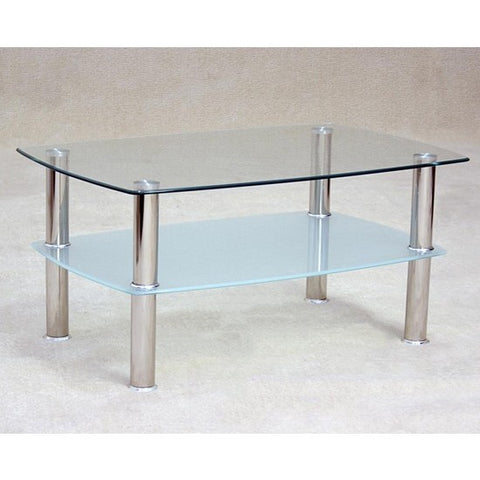 Togo Clear Glass Coffee Table With Stainless Steel Legs