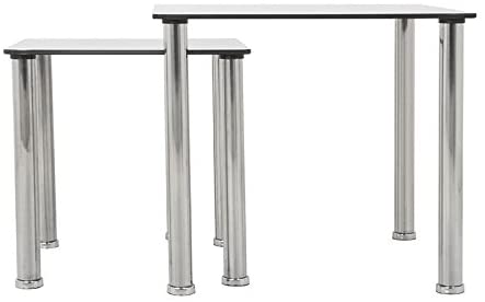 Togo Black Glass Nest Of Tables With Chrome Legs