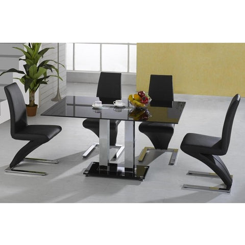 Trinity Black Glass Dining Set With Chrome Base And 4 Ankara Chairs.