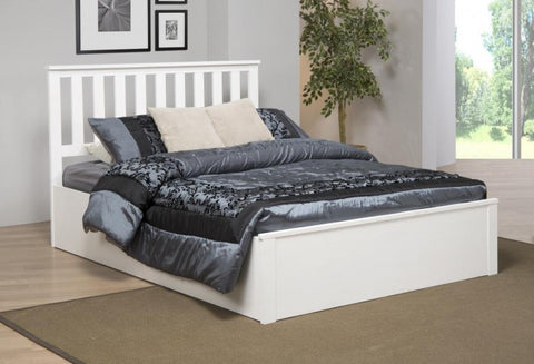 Zoe Solid Wood King-Sized Ottoman Storage Bed White