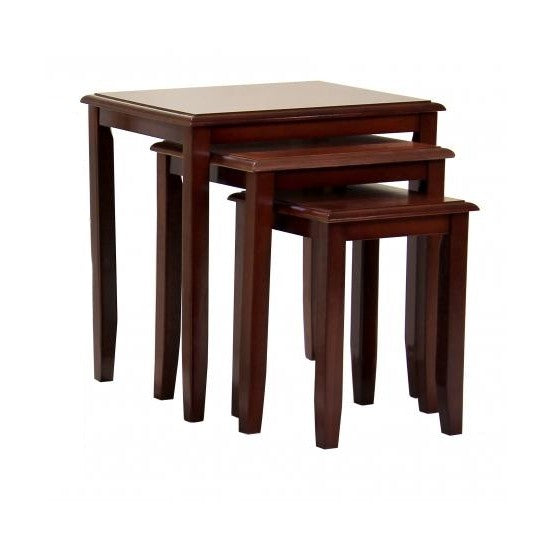 Kingfisher Solid Rubberwood Nest Of Tables In Mahogany