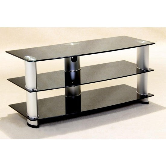 Madera Black Glass TV Stand With Aluminium Tubes