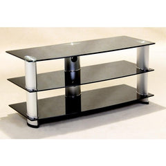 Madera Black Glass TV Stand With Aluminium Tubes