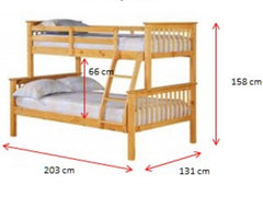 Porto Solid Wood Triple Sleeper Bunk Bed Antique Pine