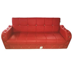 Red PVC Studded 3 Seater Sofa