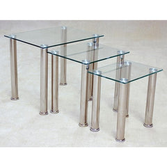 Togo Clear Glass Nest Of Tables With Chrome Legs