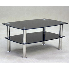 Togo Black Glass Coffee Table With Stainless Steel Legs