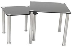 Togo Black Glass Nest Of Tables With Chrome Legs