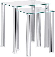 Togo Clear Glass Nest Of Tables With Chrome Legs