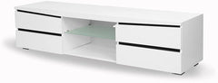 White High Gloss TV Cabinet with 4 drawers