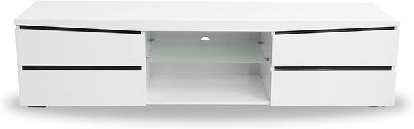 White High Gloss TV Cabinet with 4 drawers