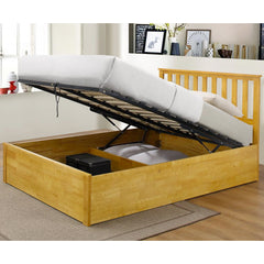 Zoe Solid Wood King-Sized Ottoman Storage Bed Oak